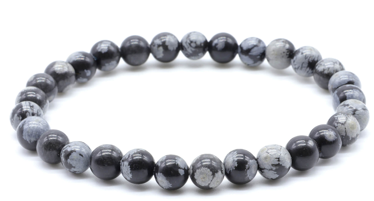 Bracelet Obsidienne Neige perles 6mm