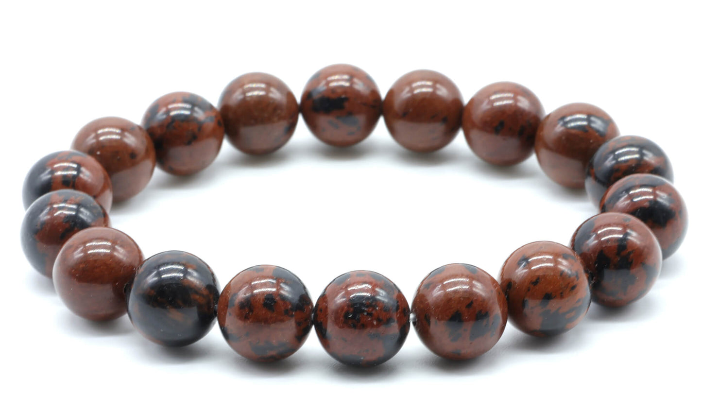 Bracelet Obsidienne Mahogany perles 10mm