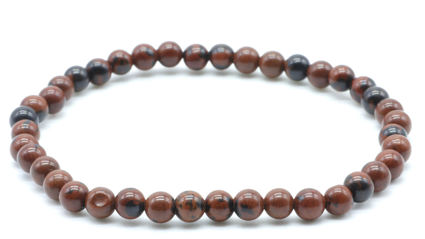Bracelet Obsidienne Mahogany perles 4mm