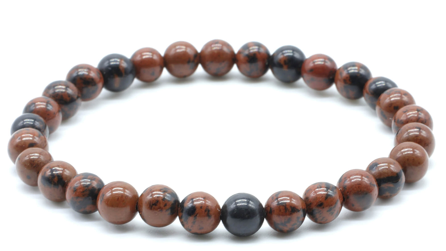 Bracelet Obsidienne Mahogany perles 6mm