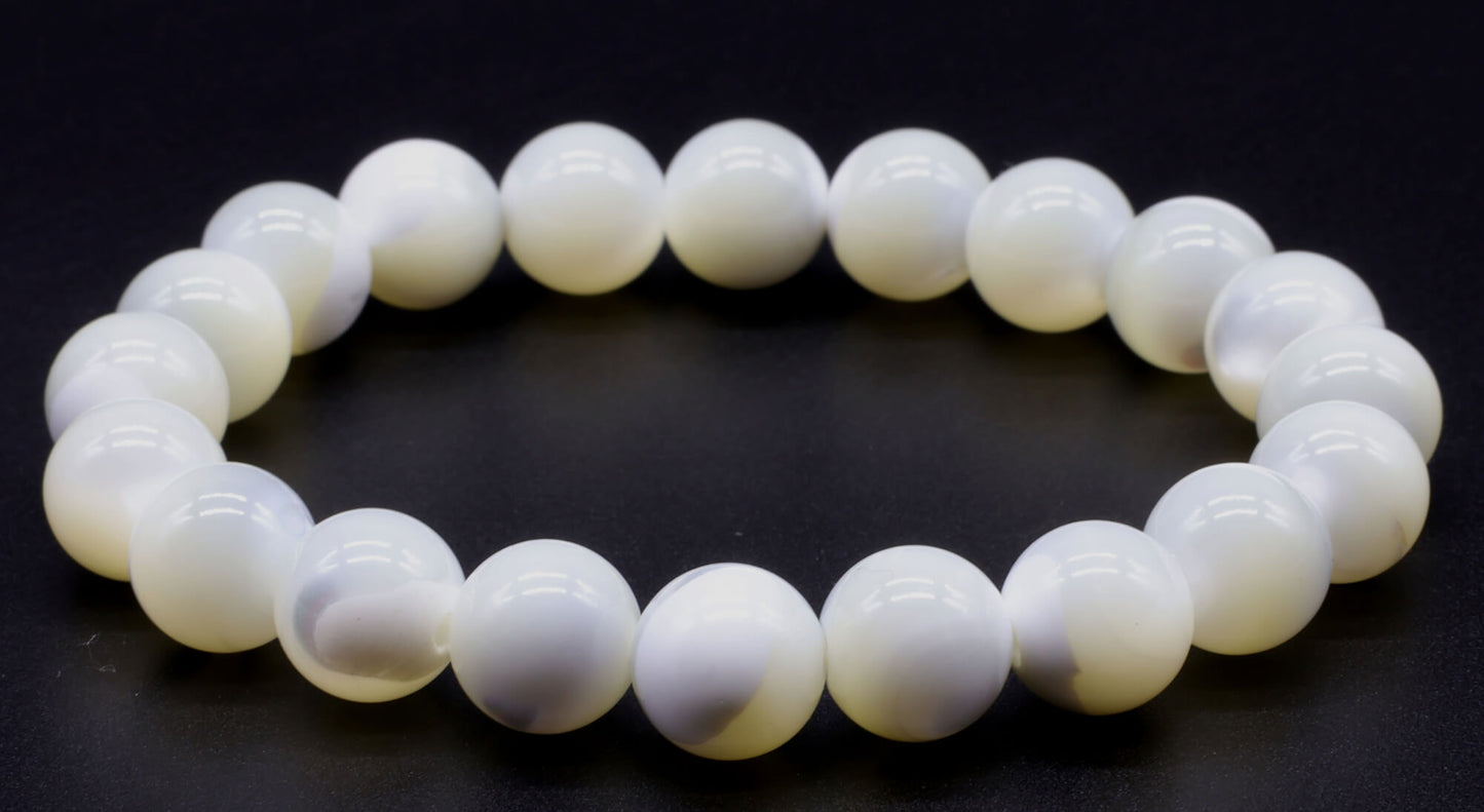 Bracelet 'Mother of Pearl' perles 10mm