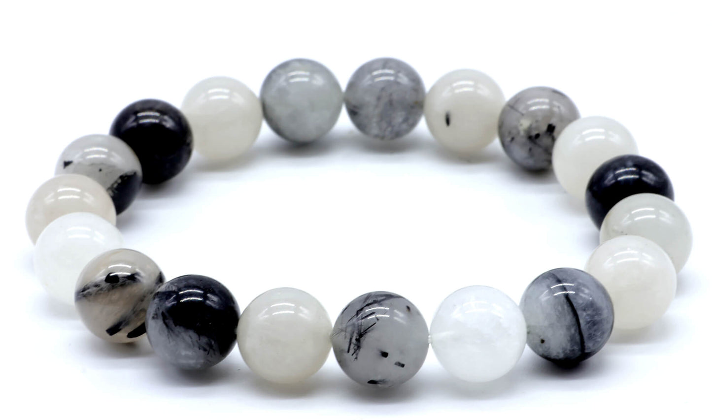 Bracelet Quartz Tourmaline Perles 10mm