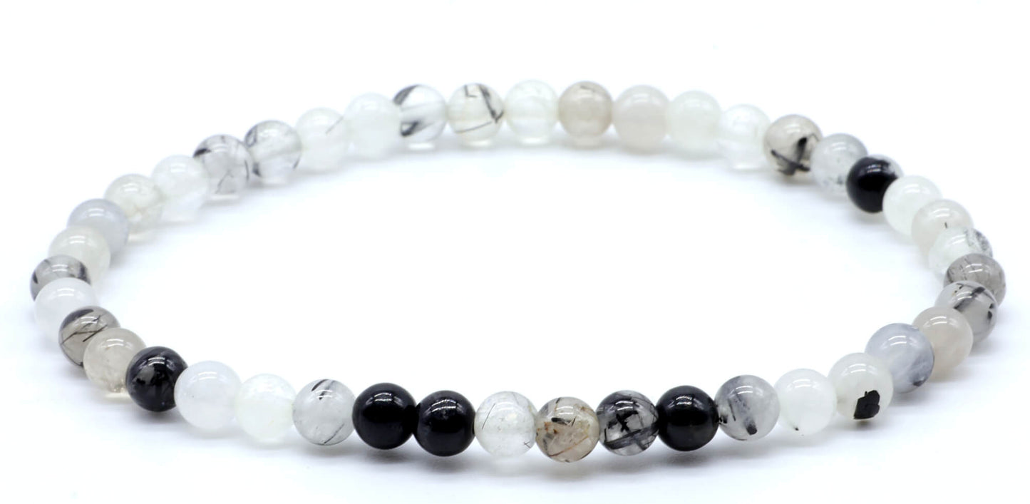 Bracelet Quartz Tourmaline Perles 4mm