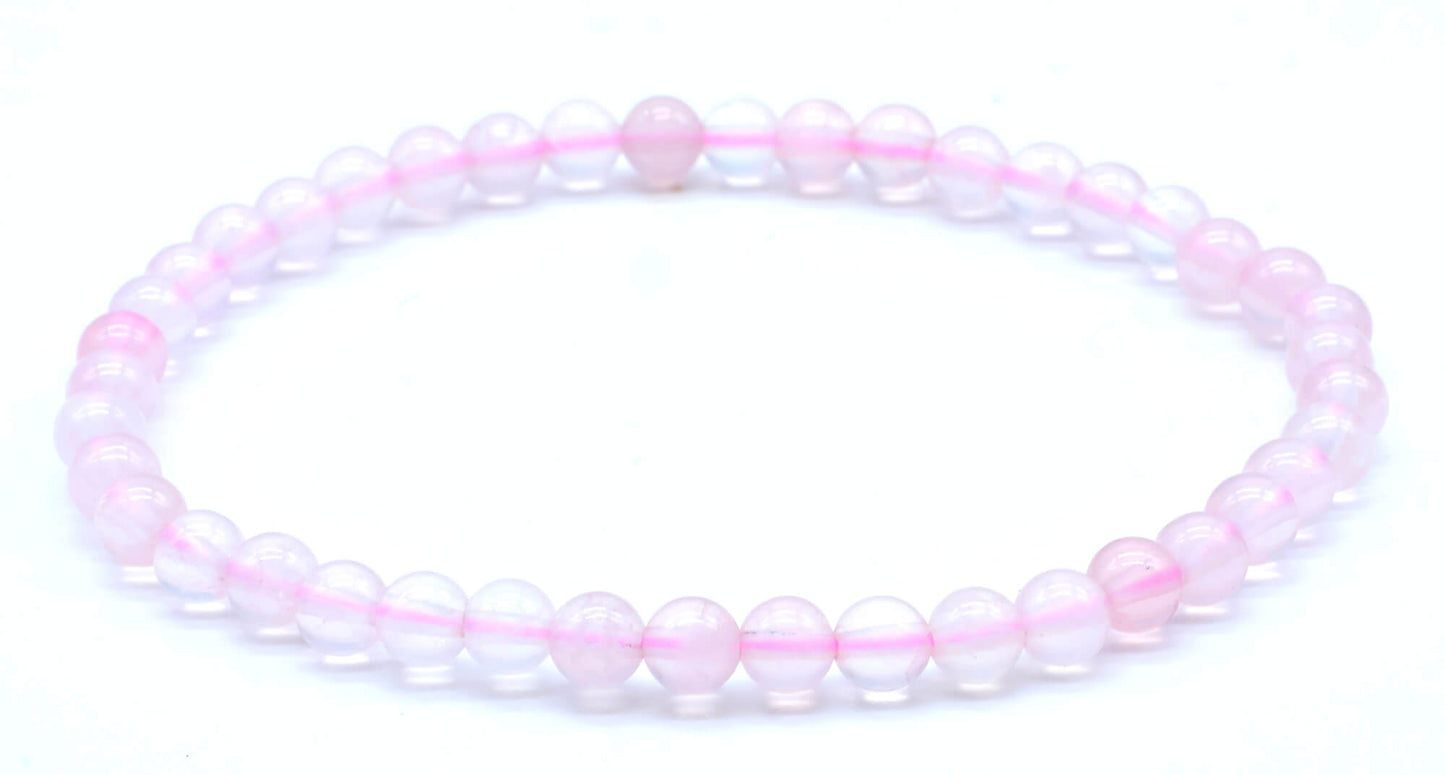Bracelet Quartz Rose Perles 4mm