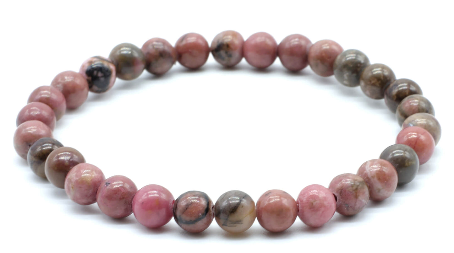 Bracelet 'Black Line' Rhodonite perles 6mm