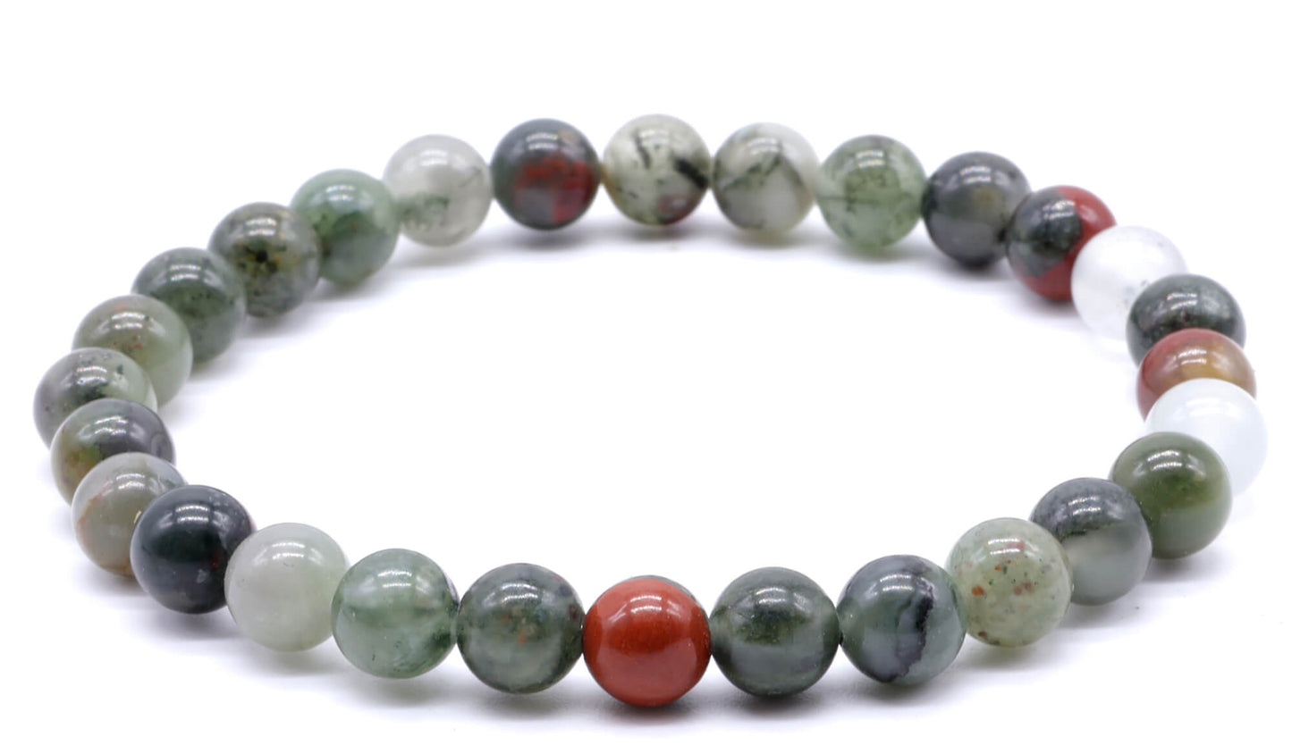 Bracelet Jaspe Héliotrope Africaine perles 6mm