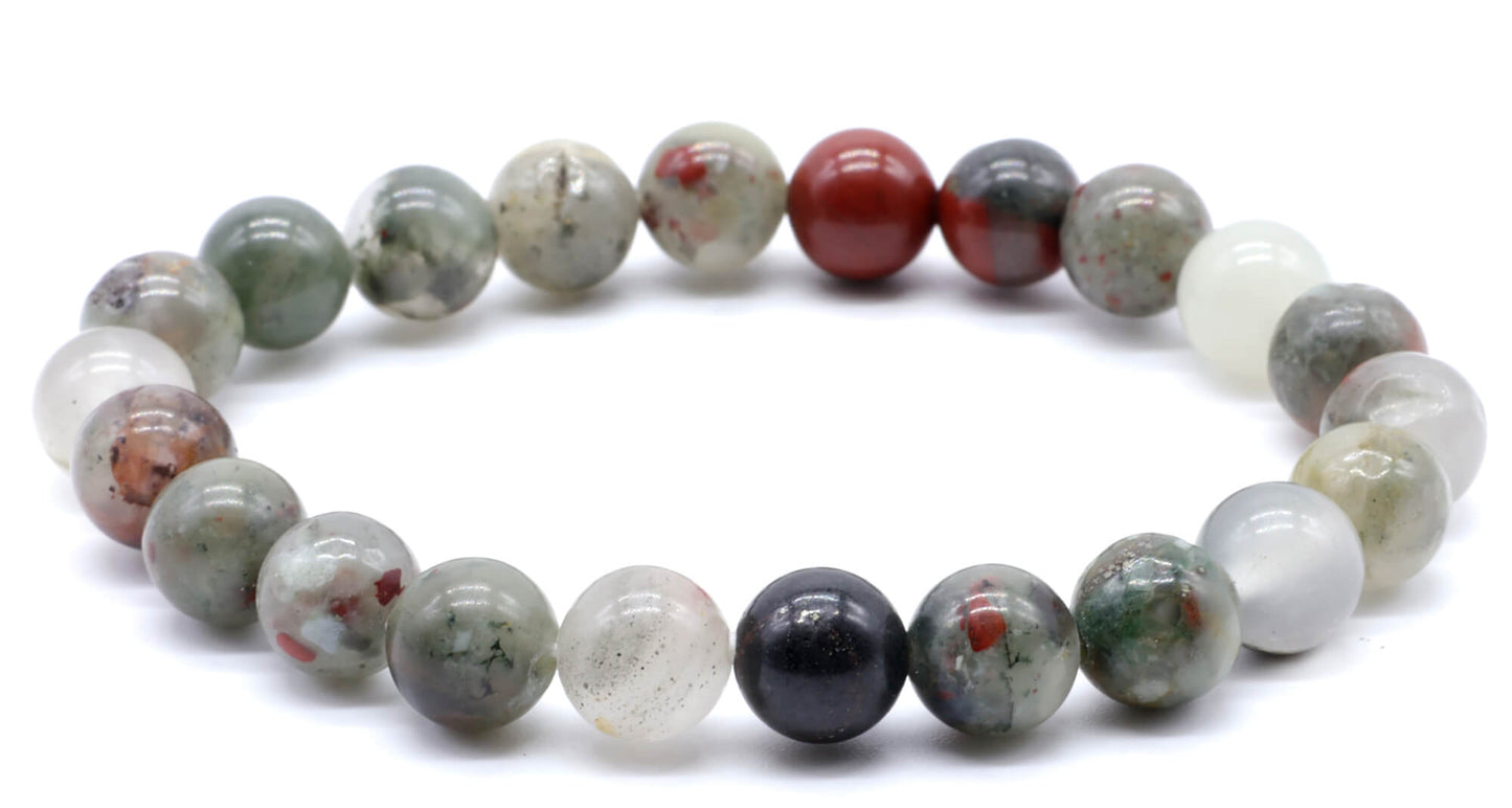 Bracelet Jaspe Héliotrope Africaine perles 8mm