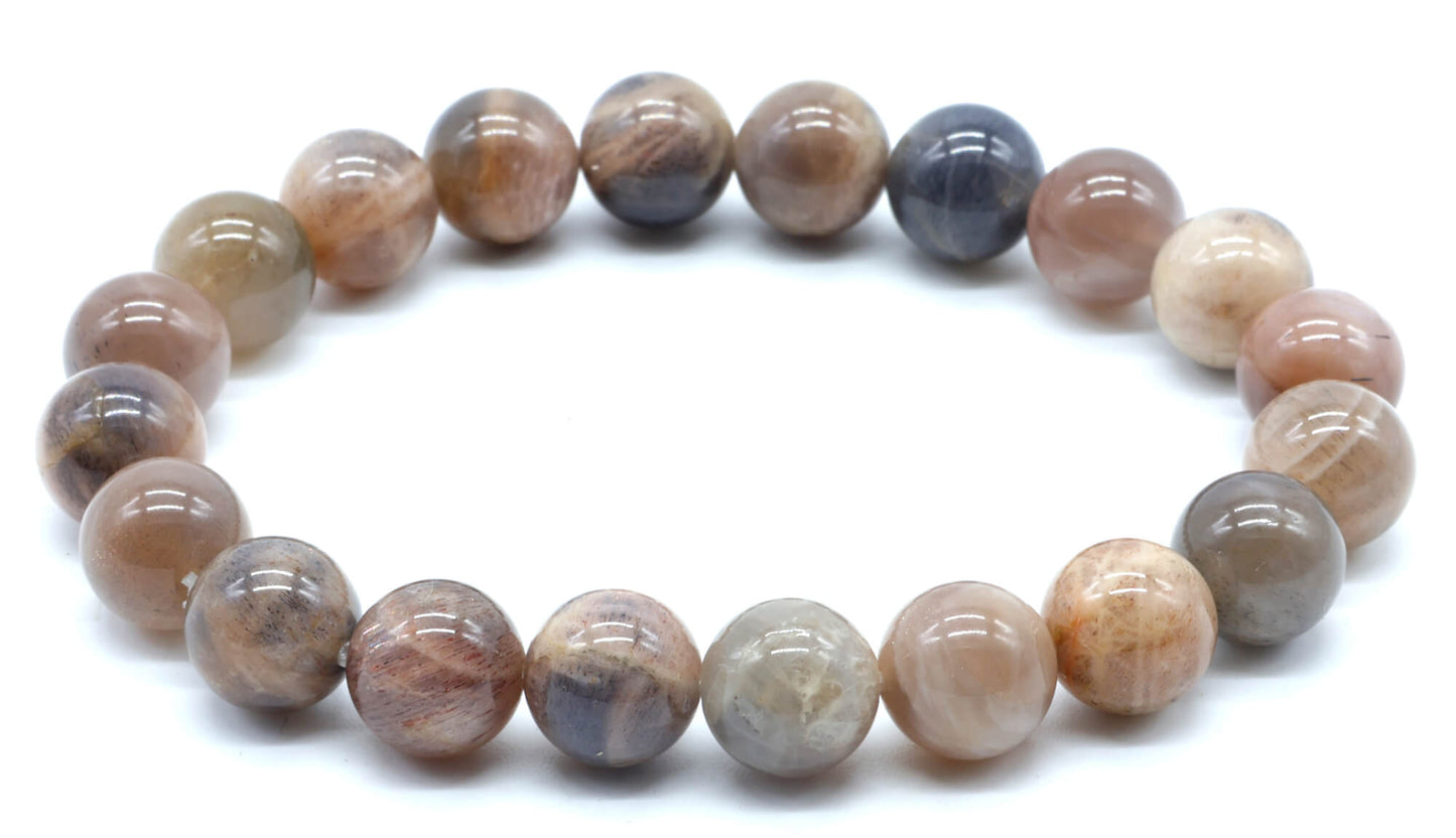 Bracelet Pierre de Soleil Noire 'AA' perles 10mm