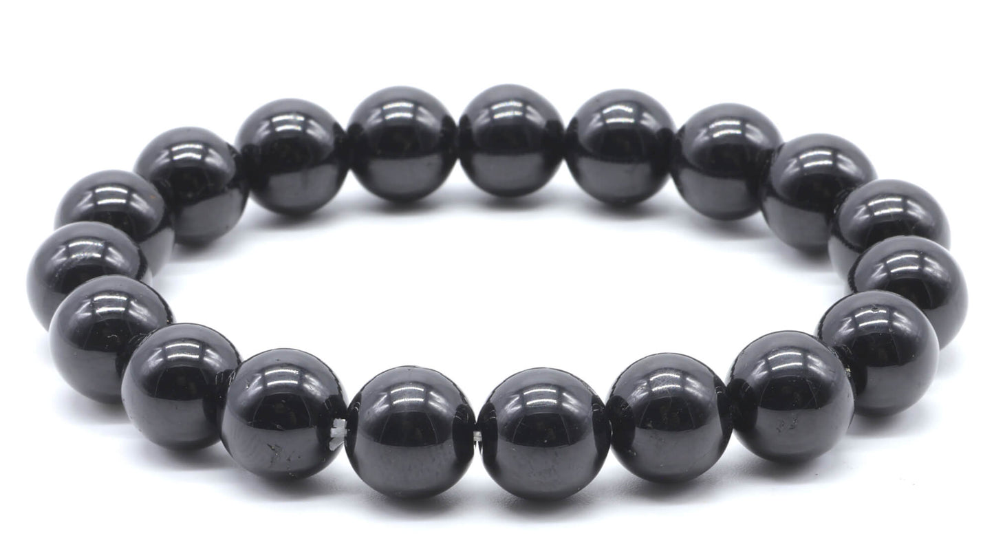 Bracelet Tourmaline Noire perles 10mm