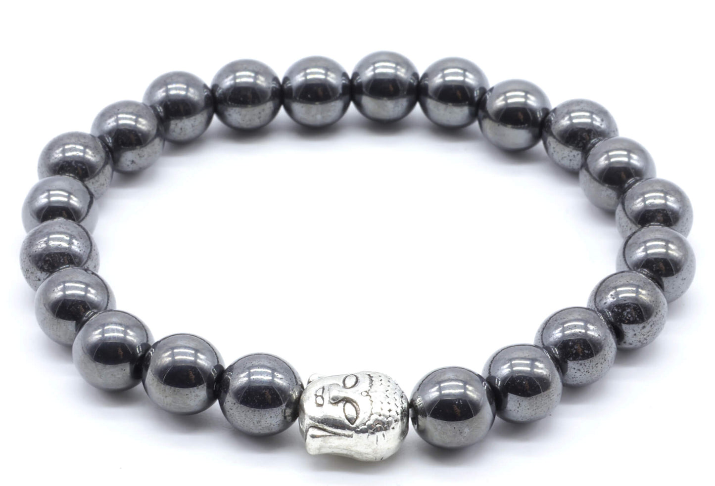 Bracelet Hématite & Bouddha perles 8mm
