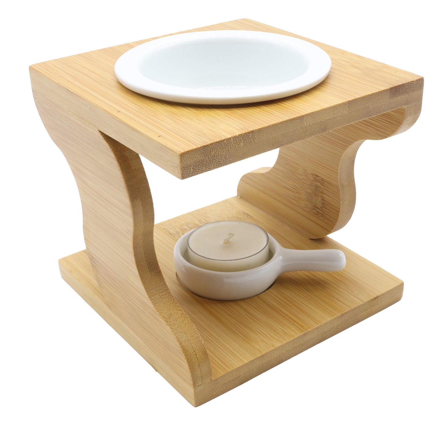 Brûleur Huile Céramique & Bois Stylisé 12cm