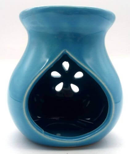 Brûleur Huile Céramique Ajouré Bleu 9cm