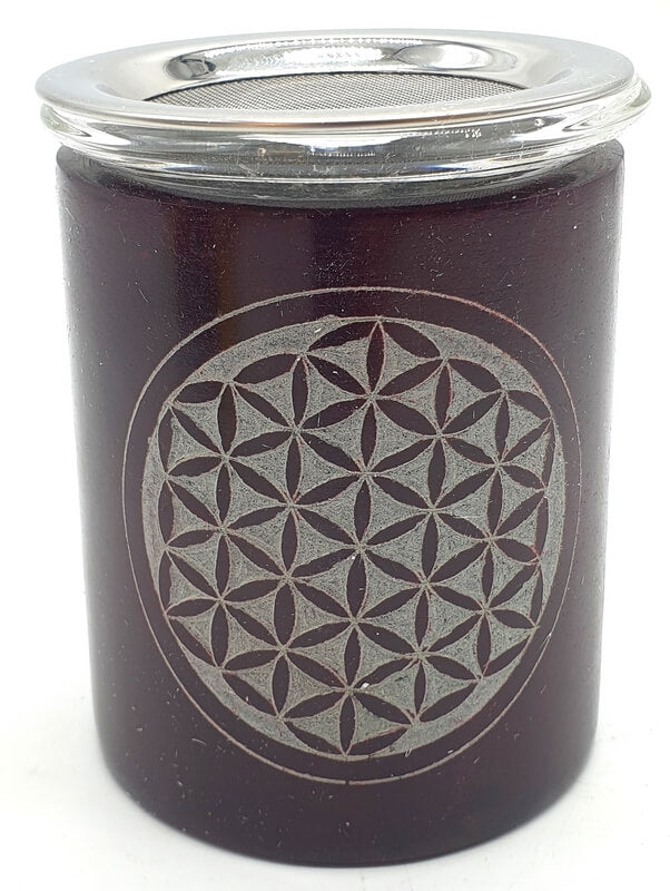 Brûleur Huile Pierre Cylindre Fleur de Vie 10cm