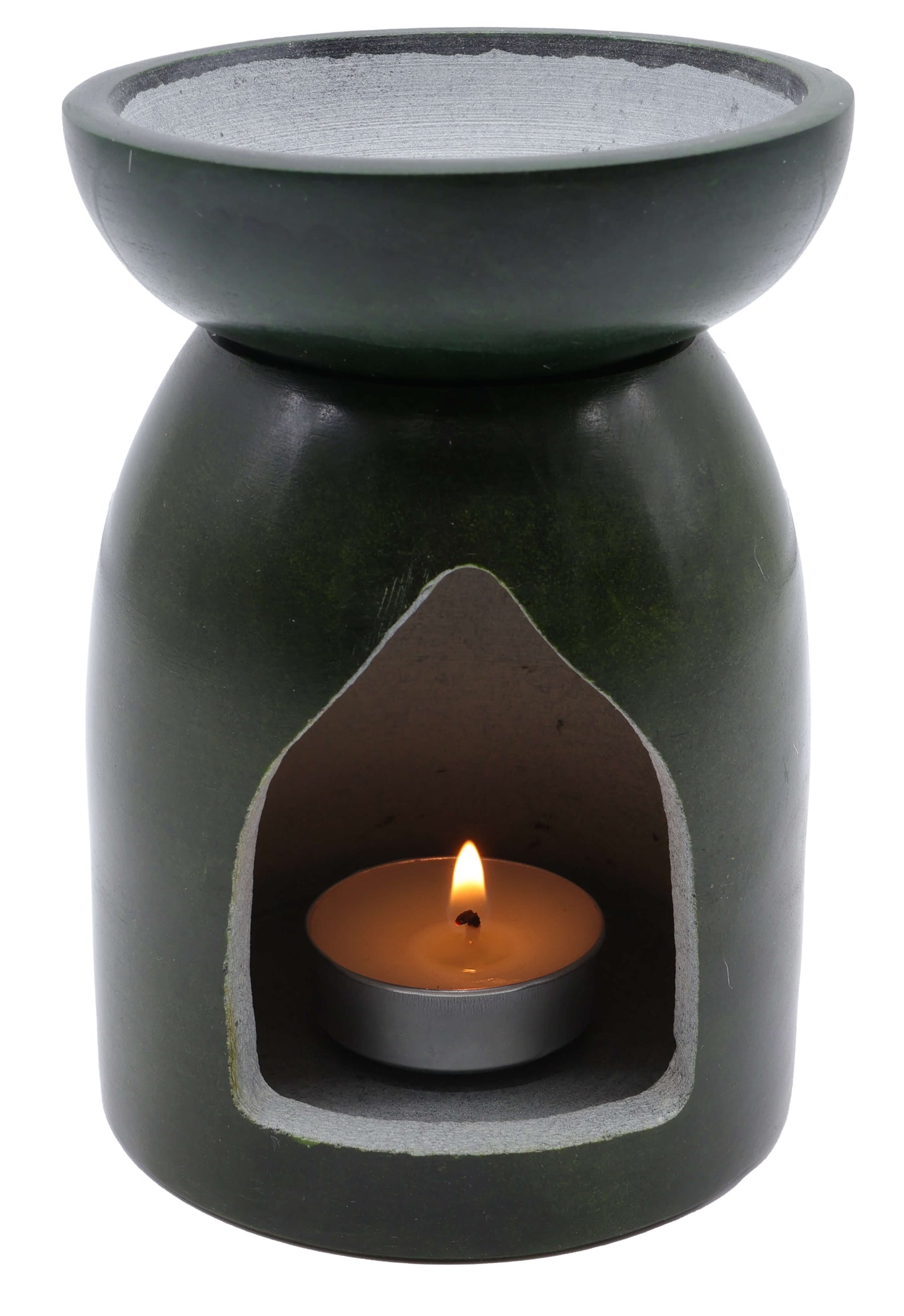 Brûleur Huile Pierre Ajouré Noir/Vert 13cm