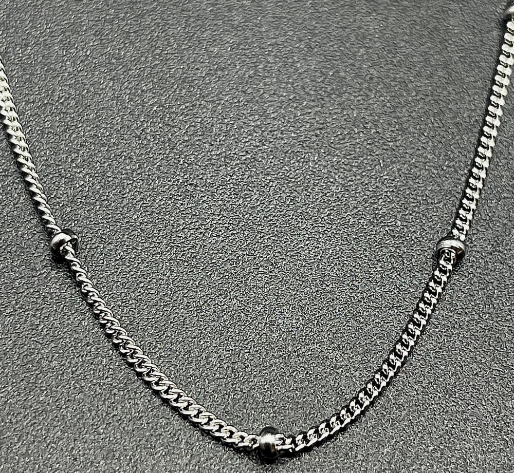 Chaîne Argent 925 + perles 1mm 45cm
