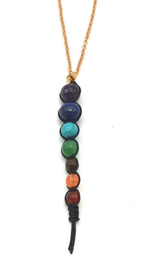Collier Cuivre 7 Chakras pointe 8cm