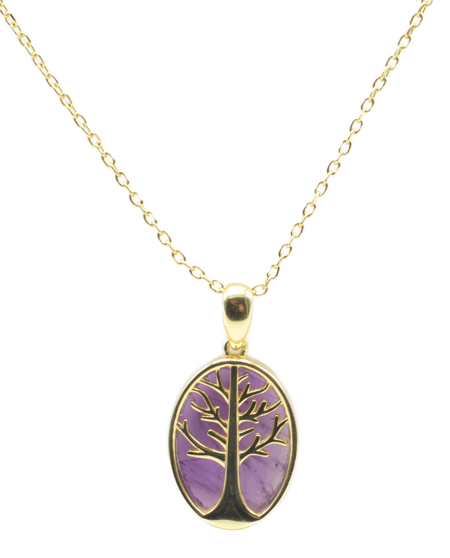 Collier Argent 925 Améthyste & Arbre de Vie