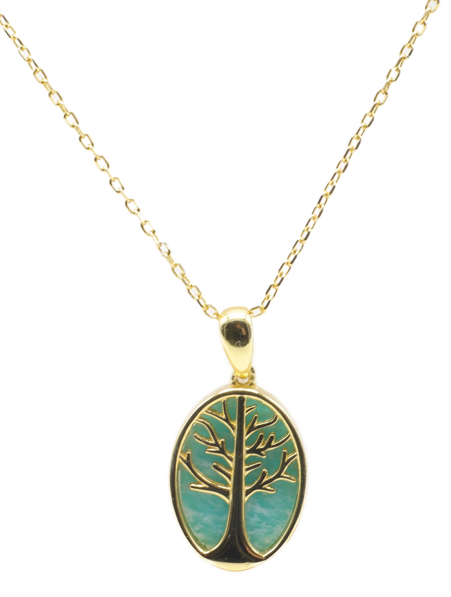 Collier Argent 925 Amazonite & Arbre de Vie