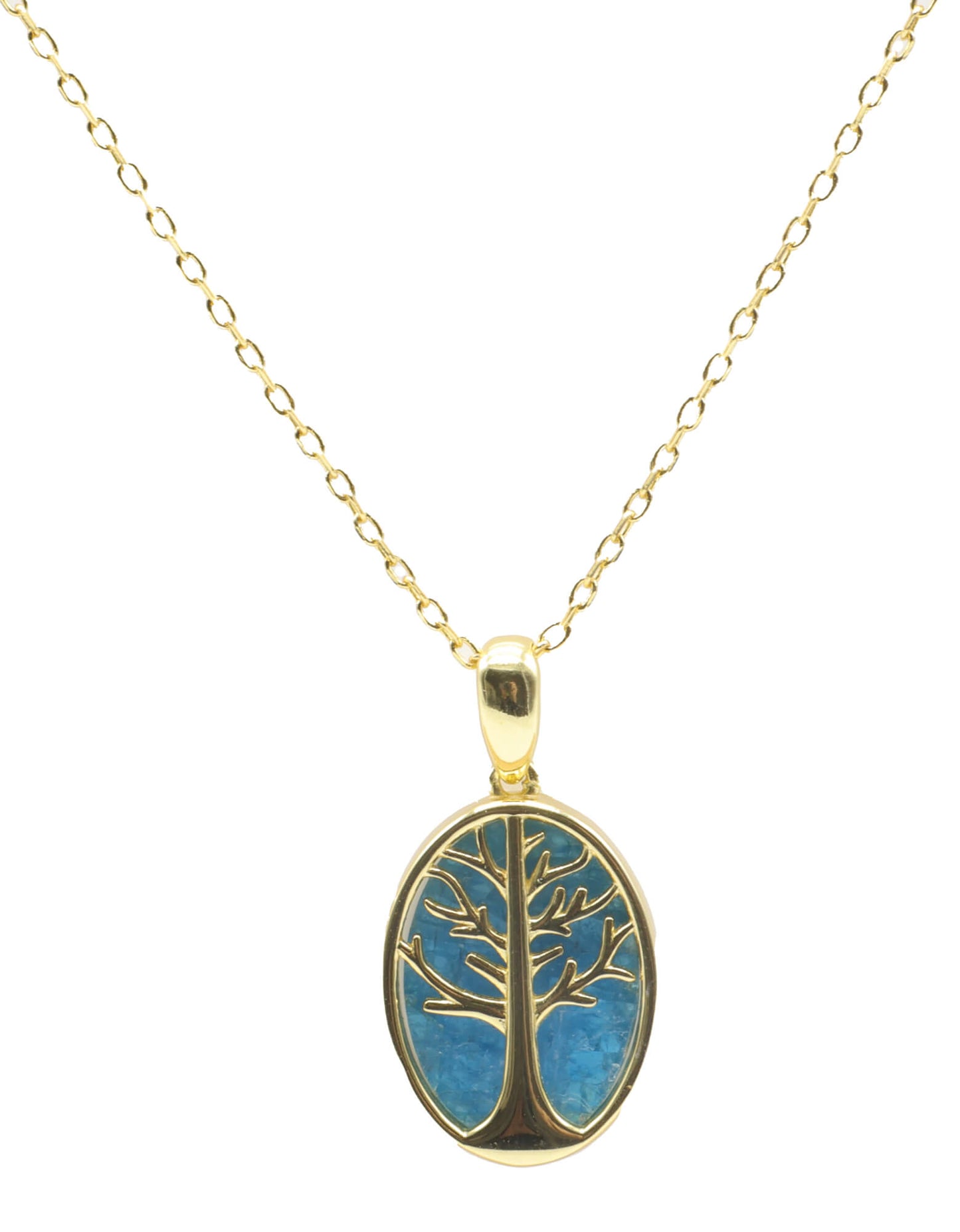 Collier Argent 925 Apatite & Arbre de Vie