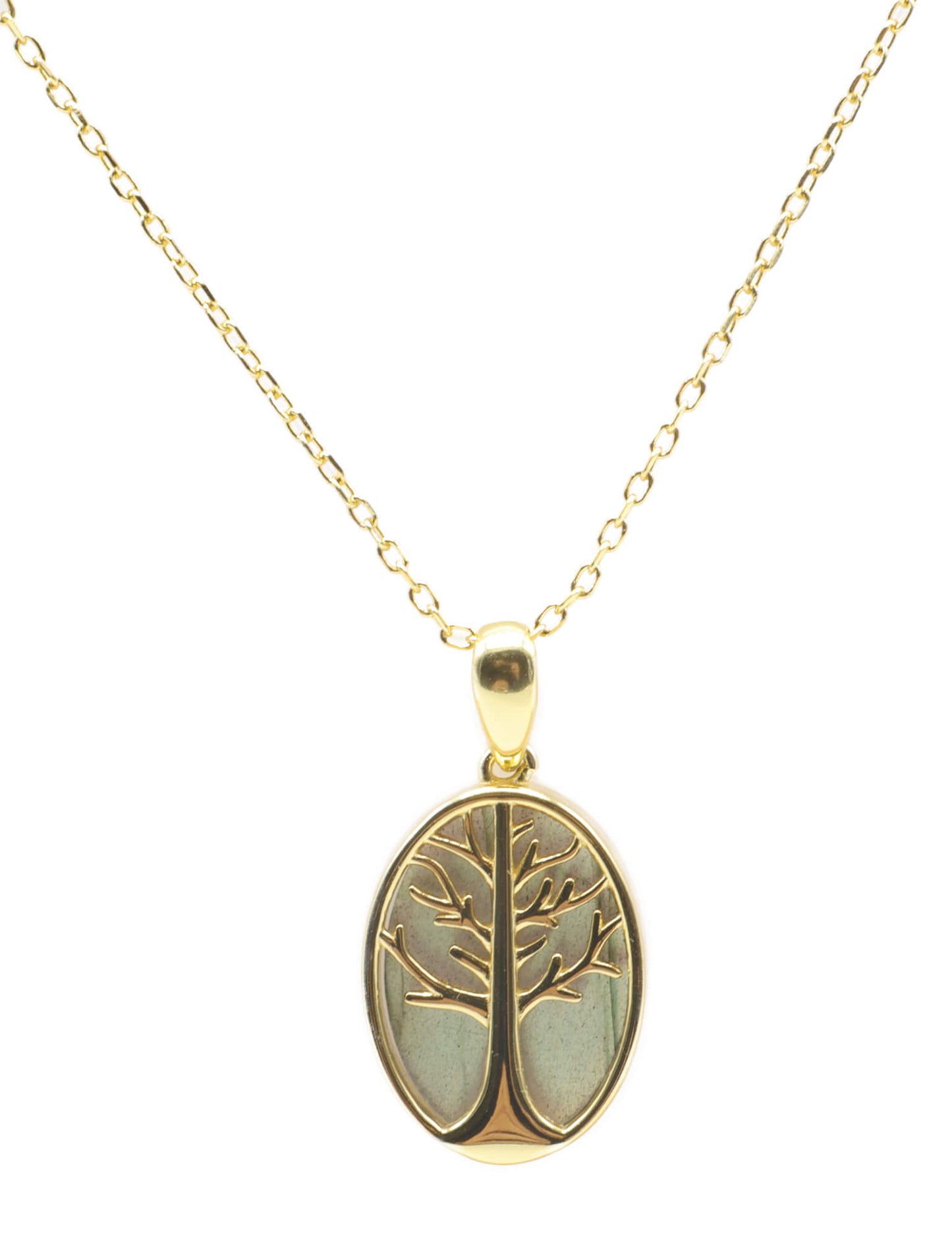 Collier Argent 925 Labradorite & Arbre de Vie