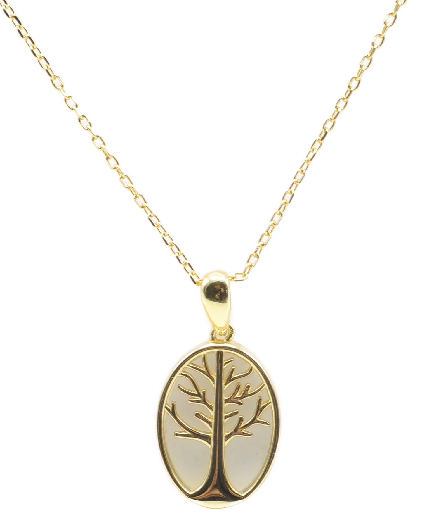 Collier Argent 925 Pierre de Lune & Arbre de Vie
