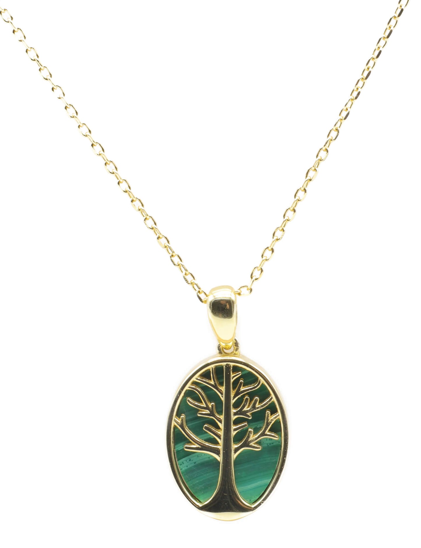 Collier Argent 925 Malachite & Arbre de Vie