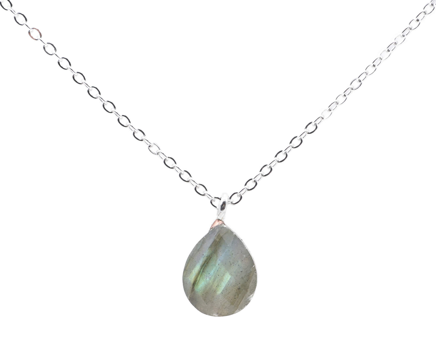 Collier Argent 925 Labradorite Goutte