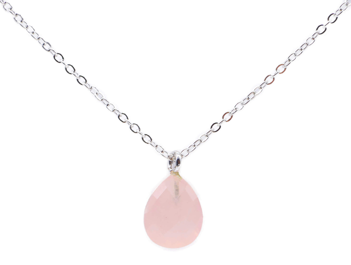 Collier Argent 925 Quartz Rose Goutte
