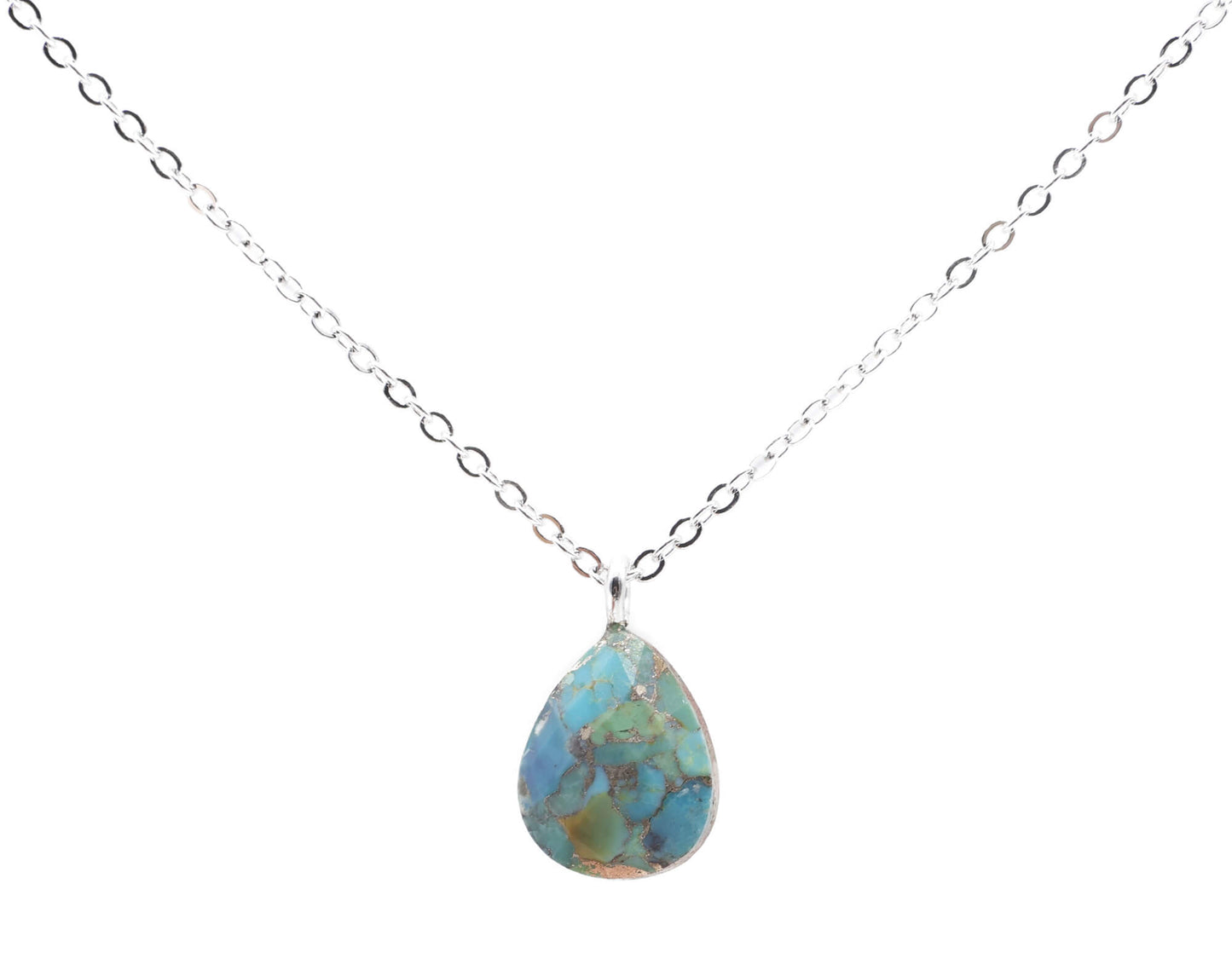 Collier Argent 925 Turquoise Goutte