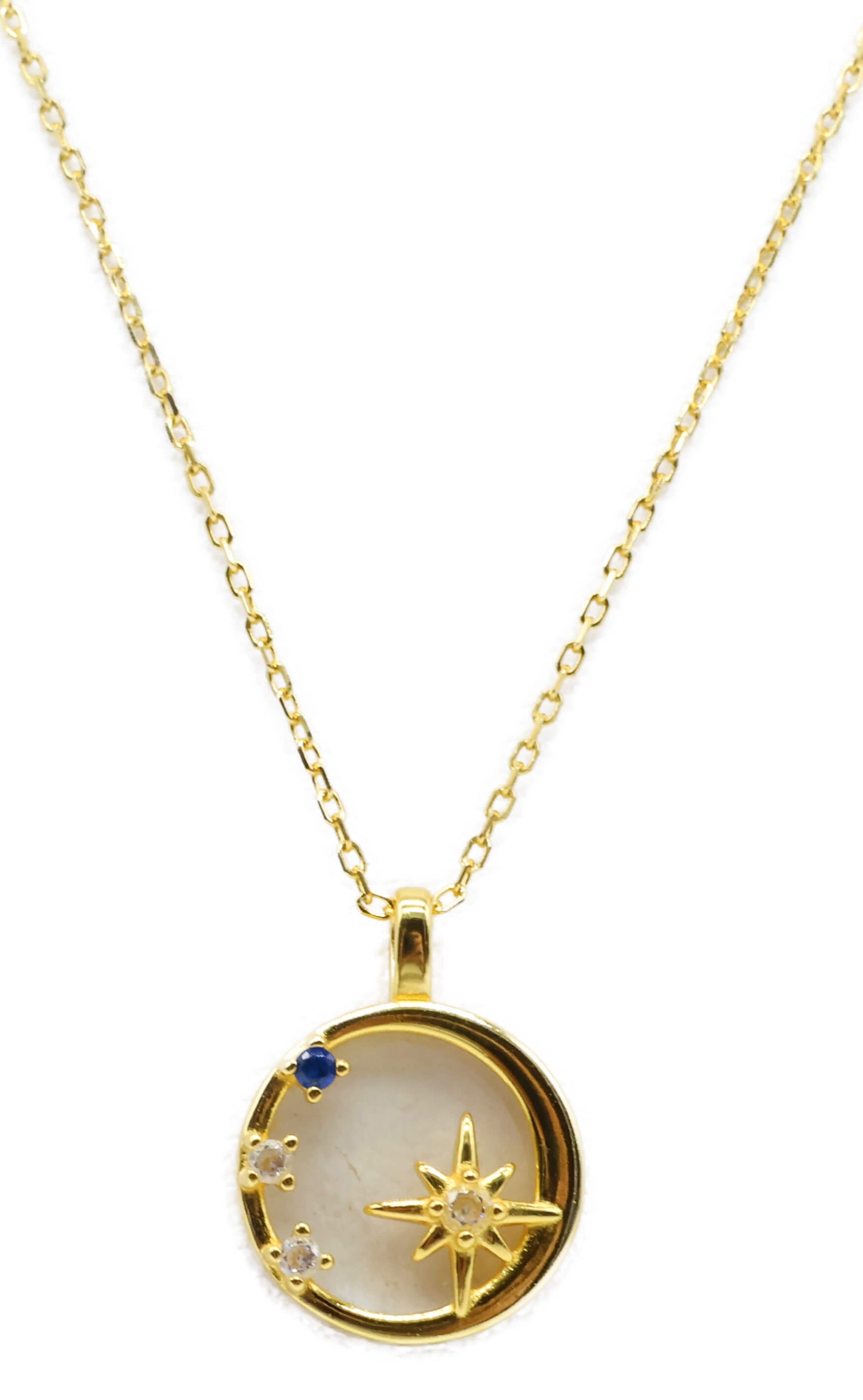 Collier Argent 925 Pierre de Lune & Etoiles