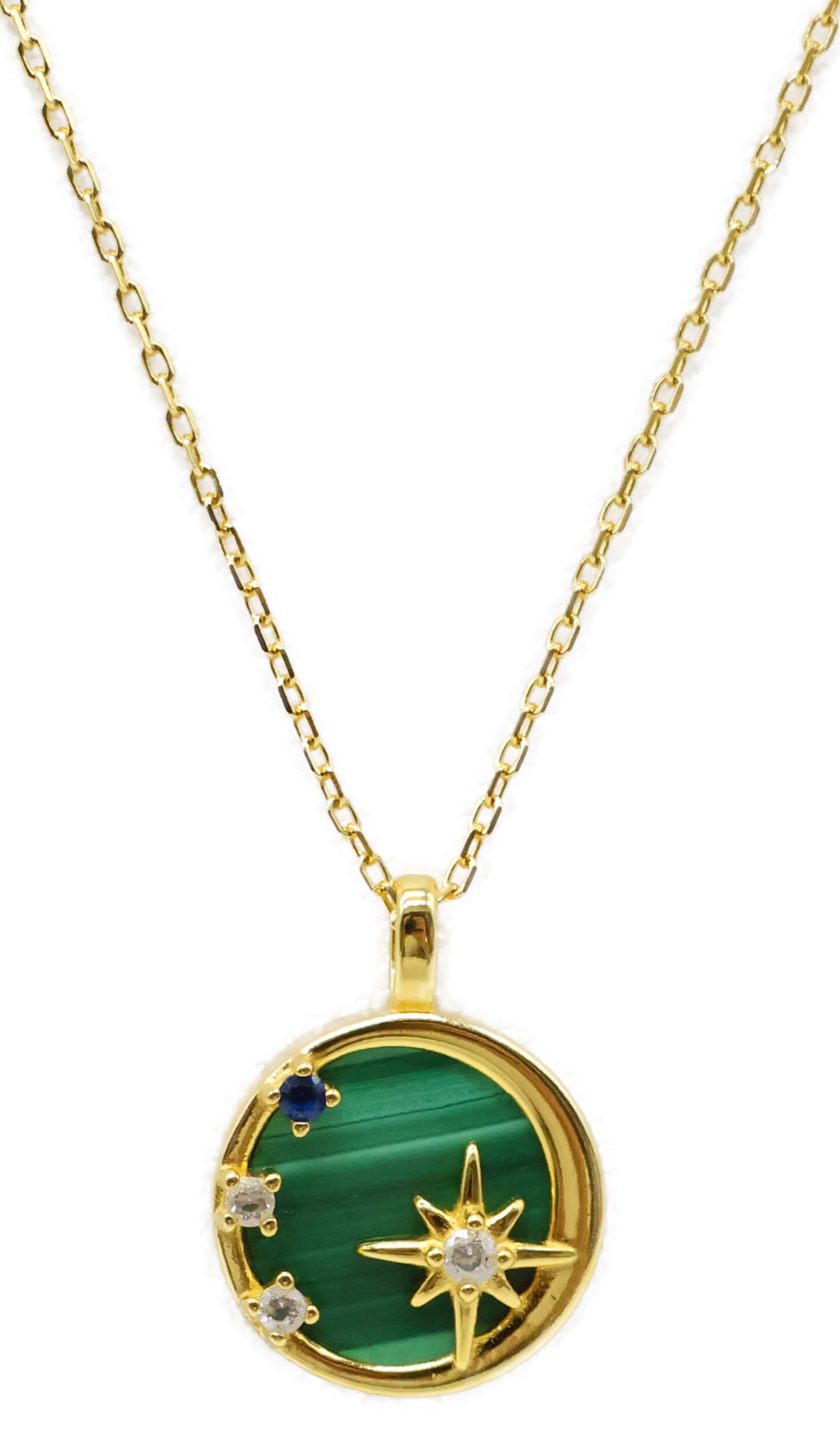 Collier Argent 925 Malachite & Etoiles