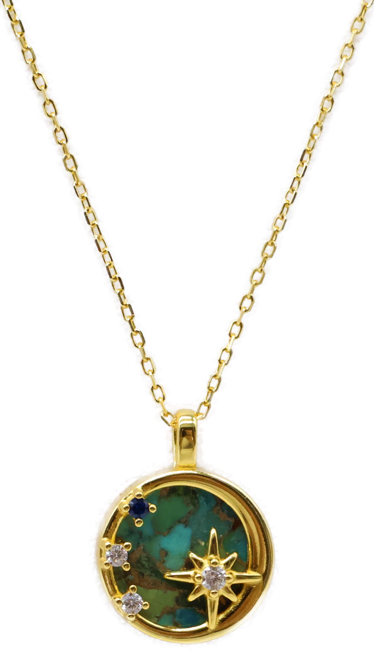 Collier Argent 925 Turquoise & Etoiles