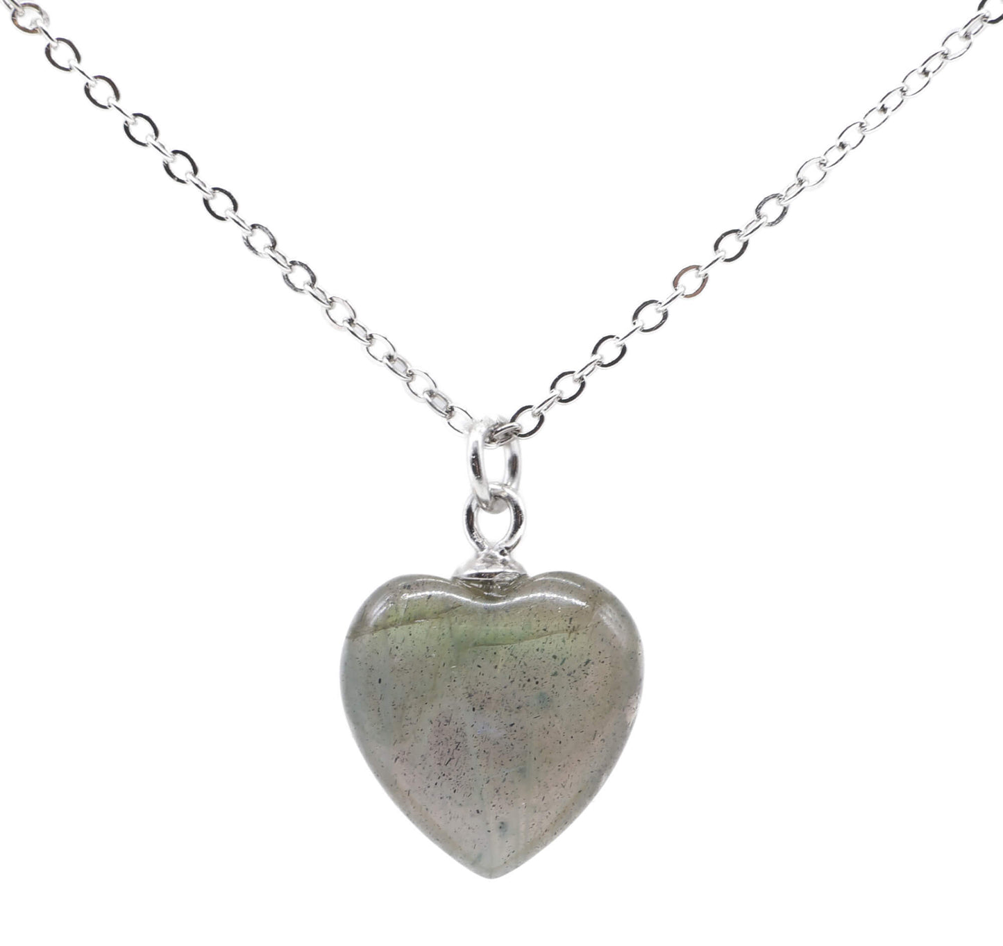 Collier Argent 925 Labradorite Coeur