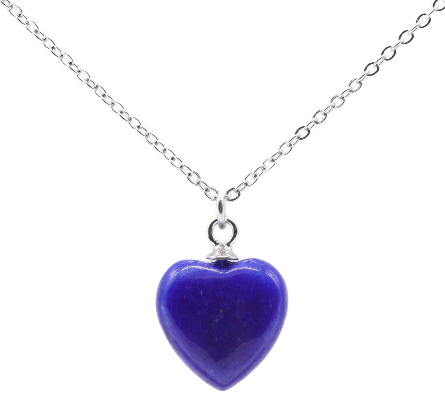 Collier Argent 925 Lapis Lazuli Coeur