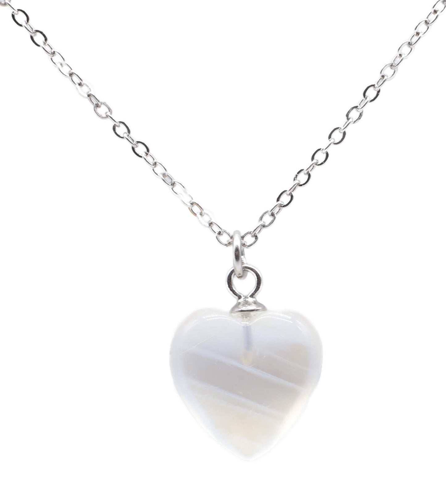 Collier Argent 925 Pierre de Lune Coeur