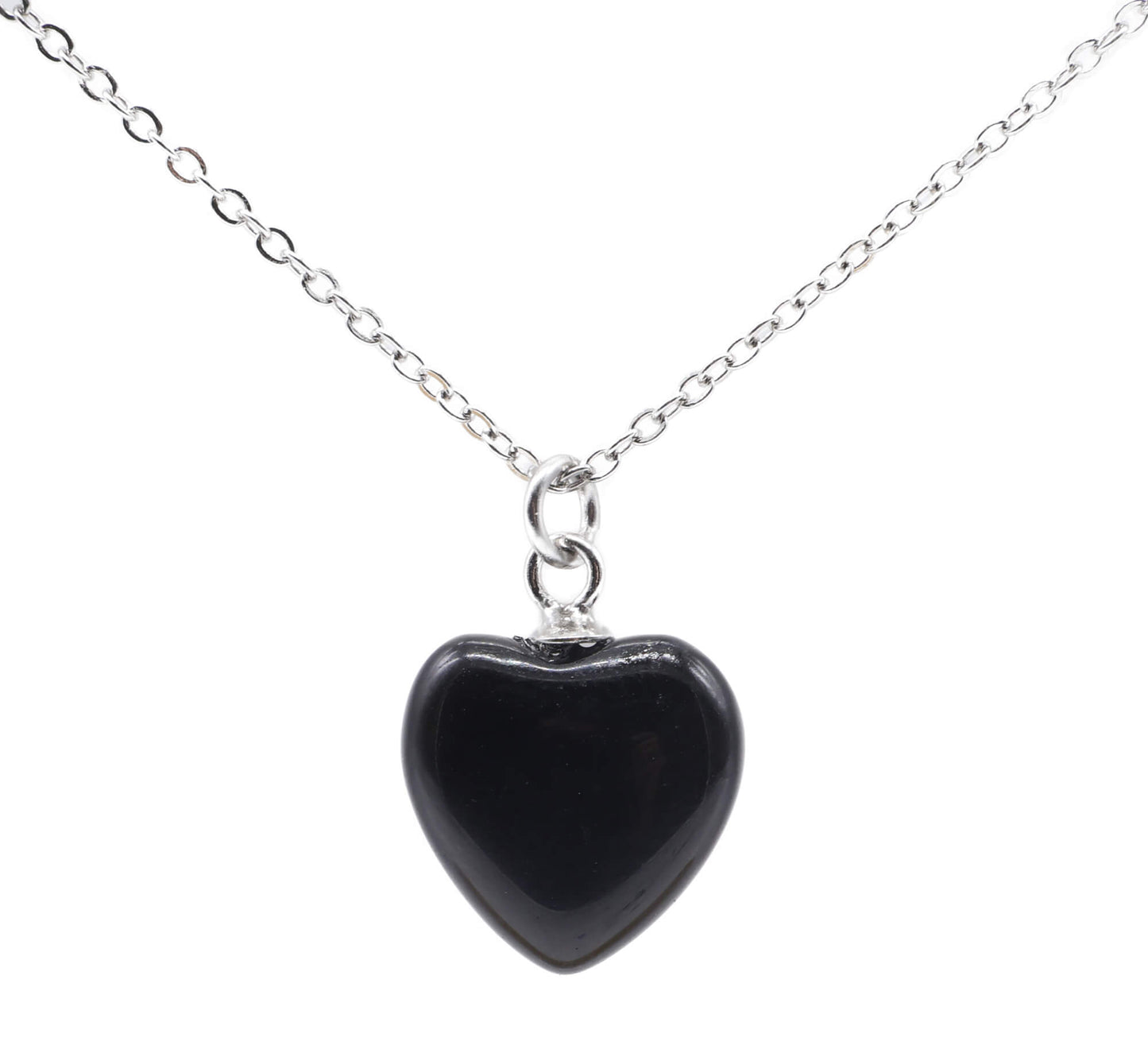 Collier Argent 925 Onyx Coeur