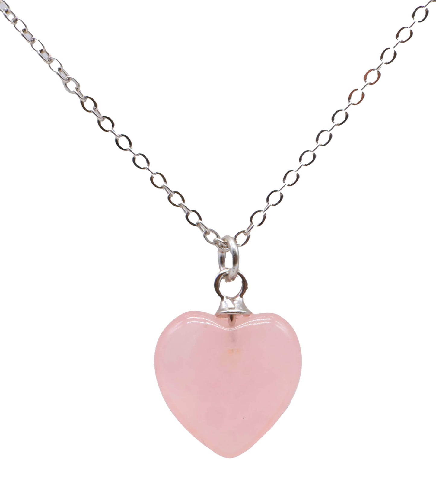Collier Argent 925 Quartz Rose Coeur
