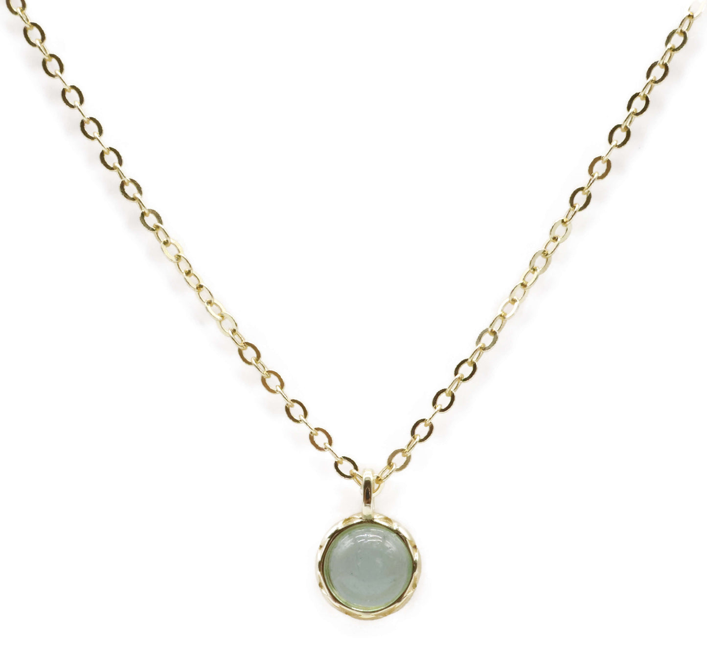 Collier Argent 925 Aigue Marine Ronde
