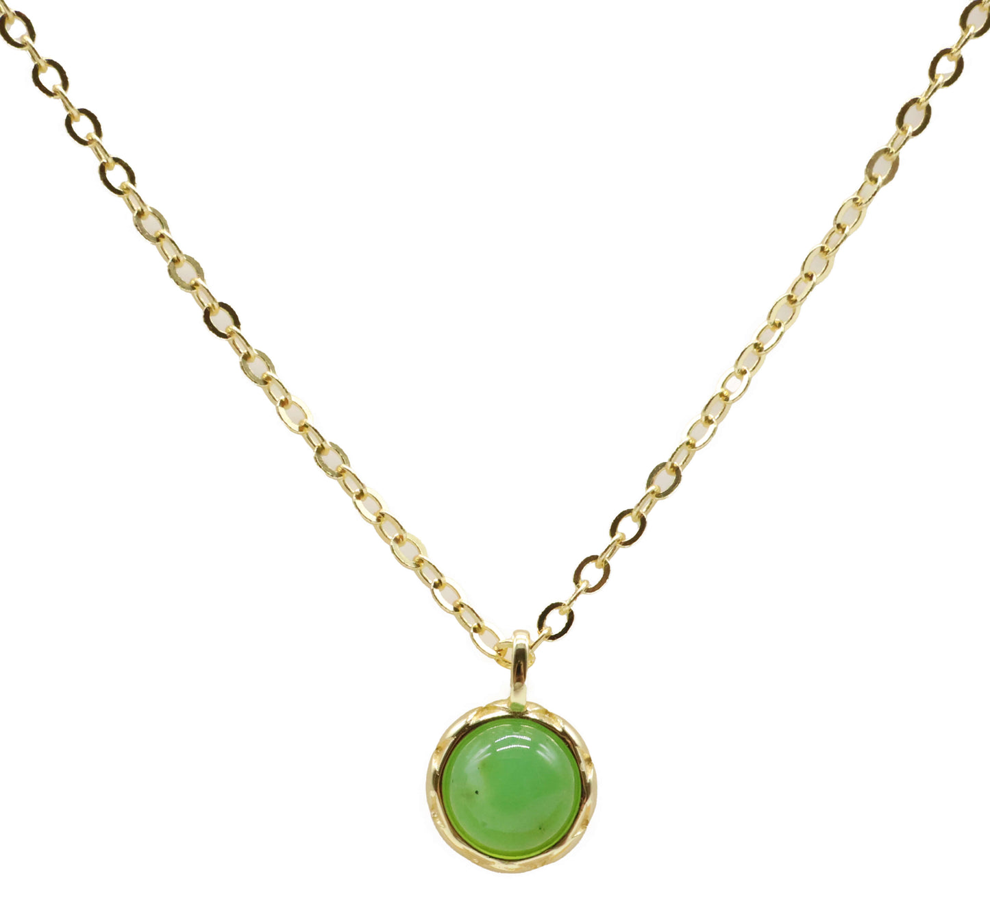 Collier Argent 925 Jade Verte Ronde