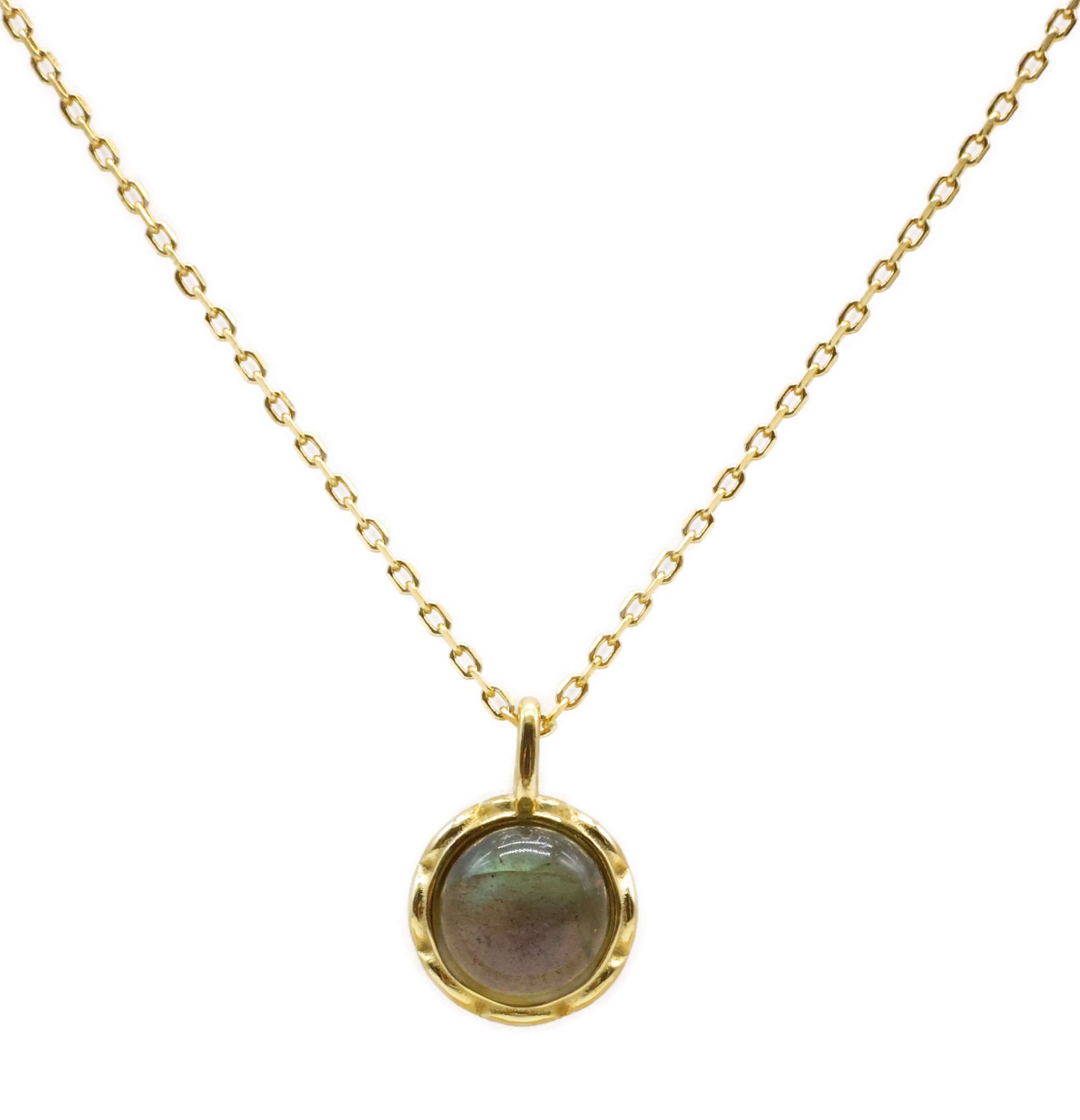 Collier Argent 925 Labradorite Ronde