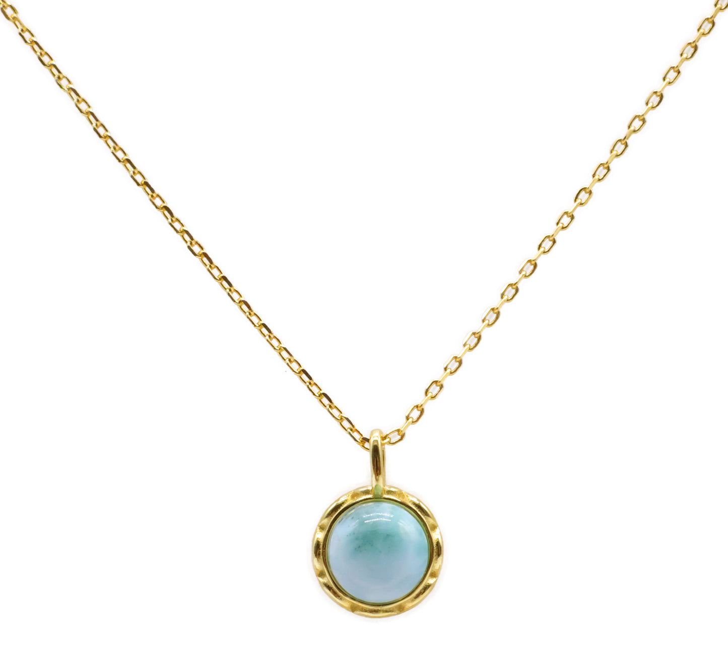 Collier Argent 925 Larimar Ronde