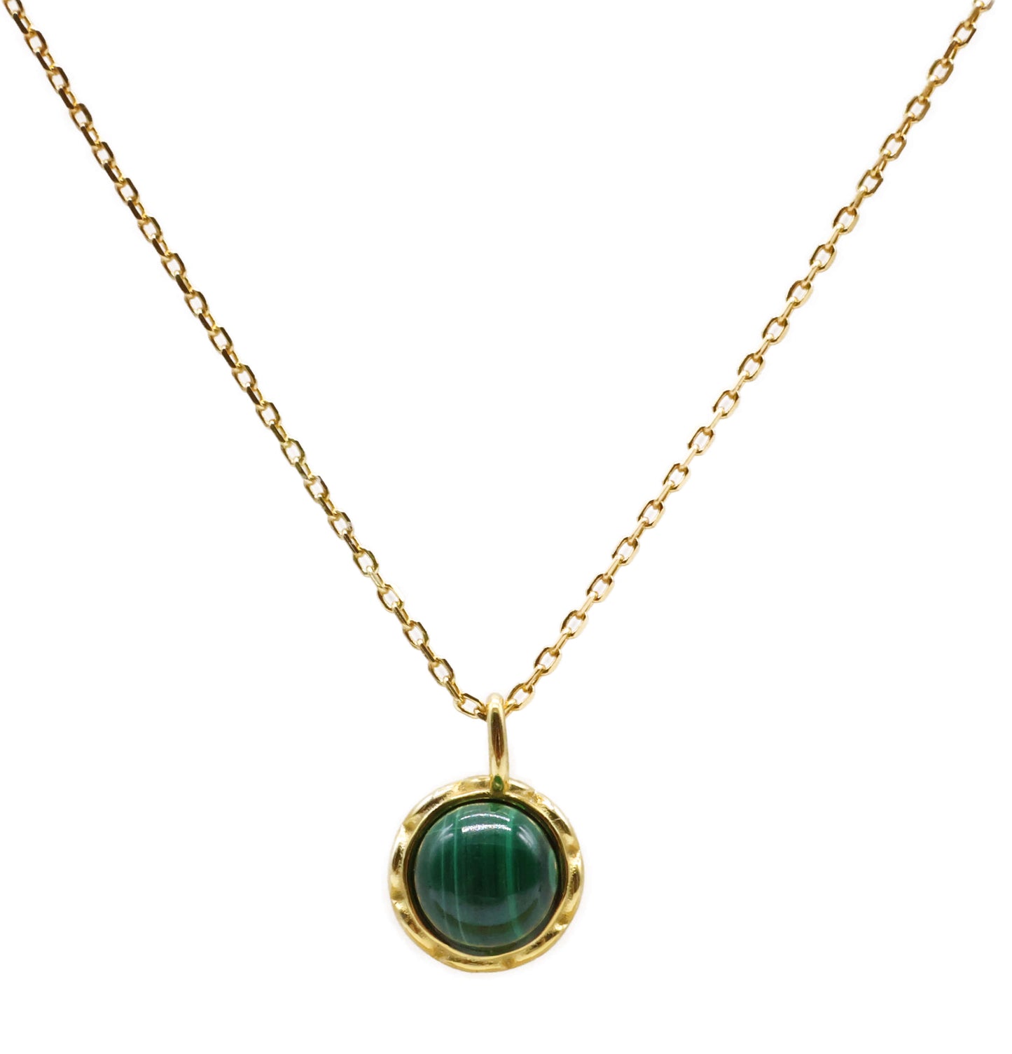 Collier Argent 925 Malachite Ronde
