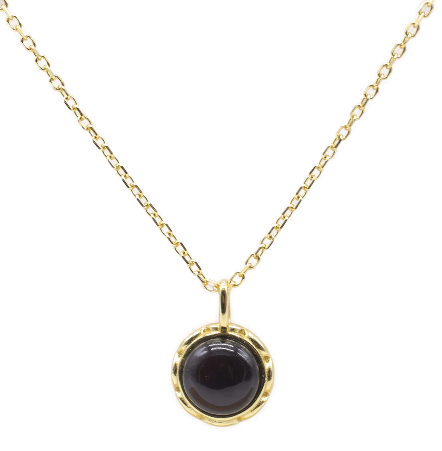 Collier Argent 925 Onyx Ronde