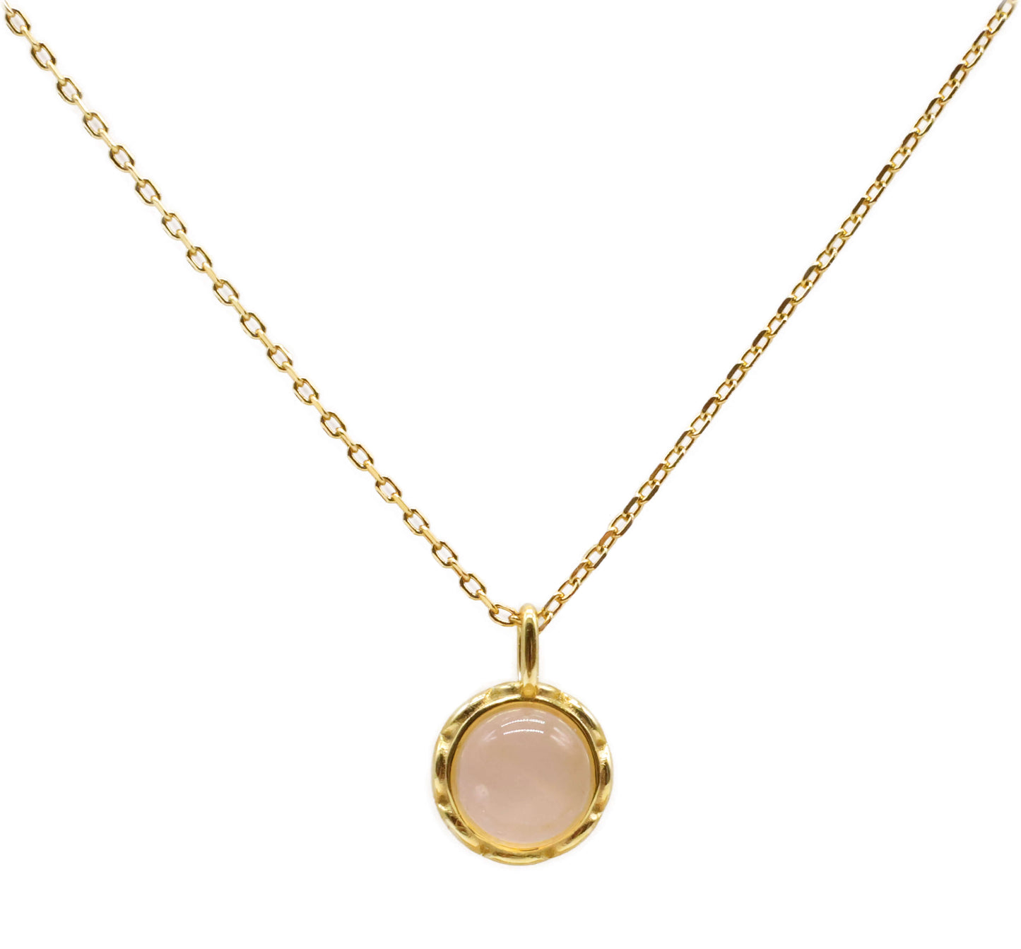 Collier Argent 925 Quartz Rose Rond