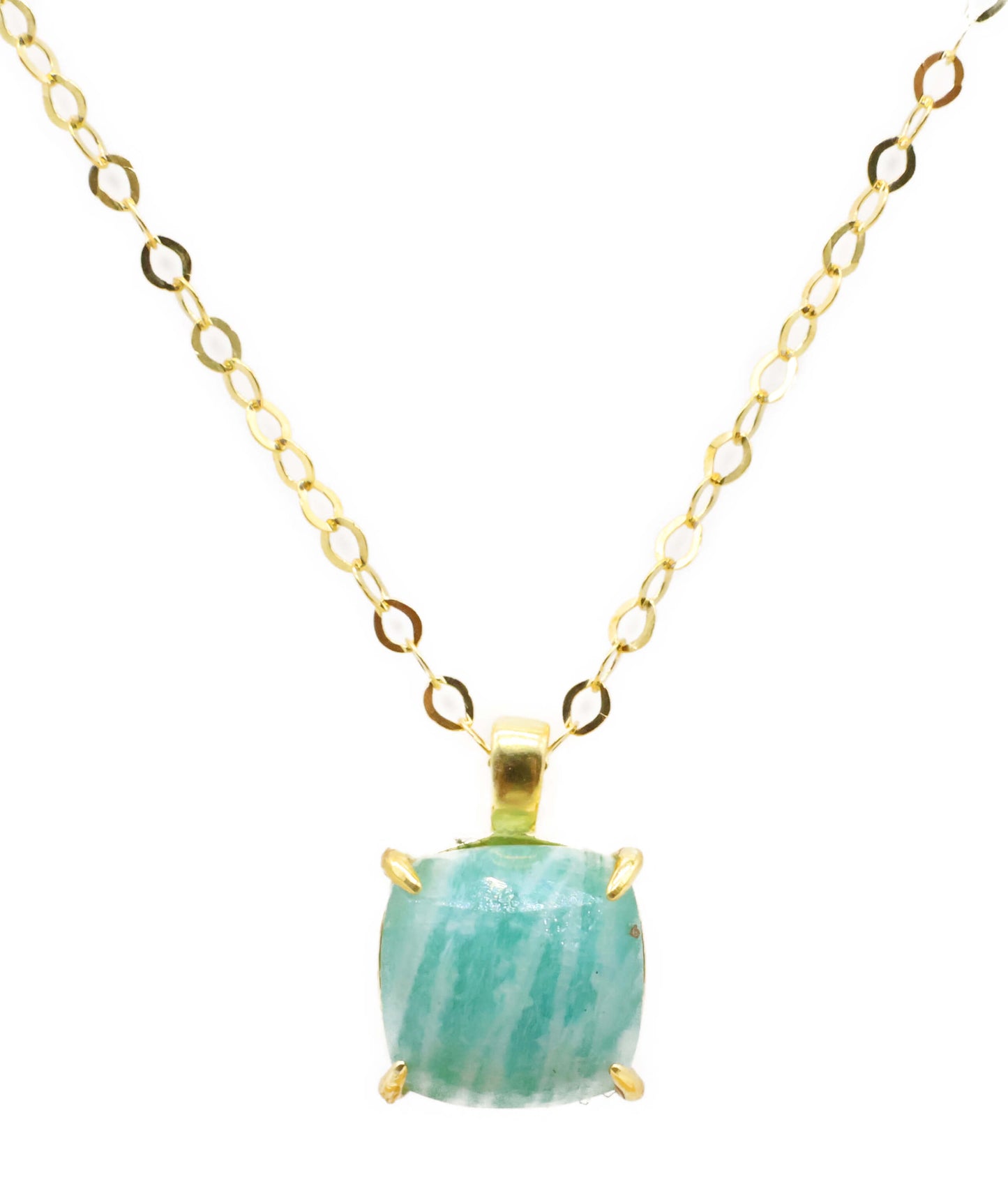 Collier Argent 925 Amazonite Carrée