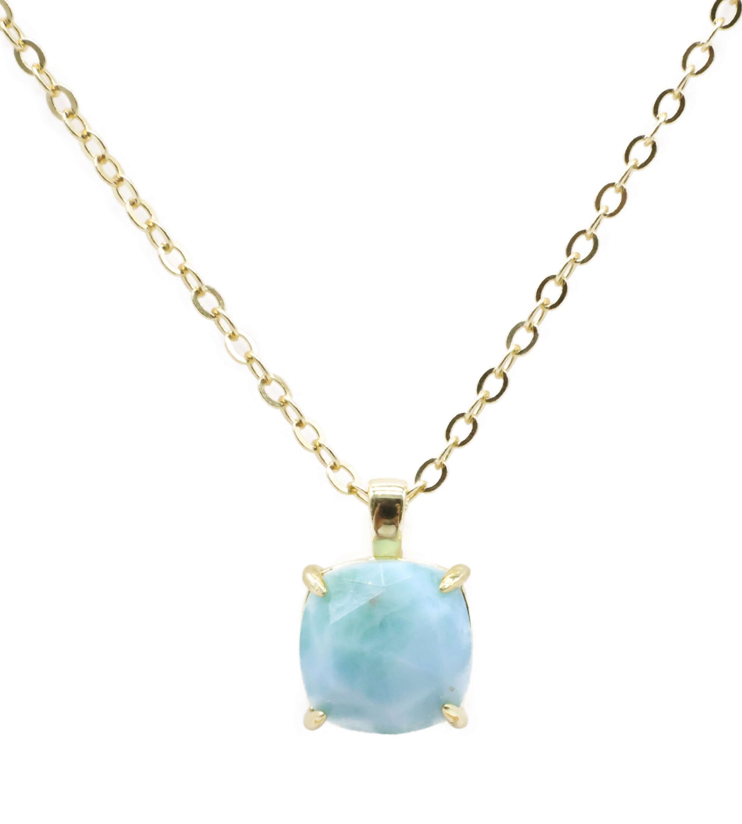 Collier Argent 925 Larimar Carrée
