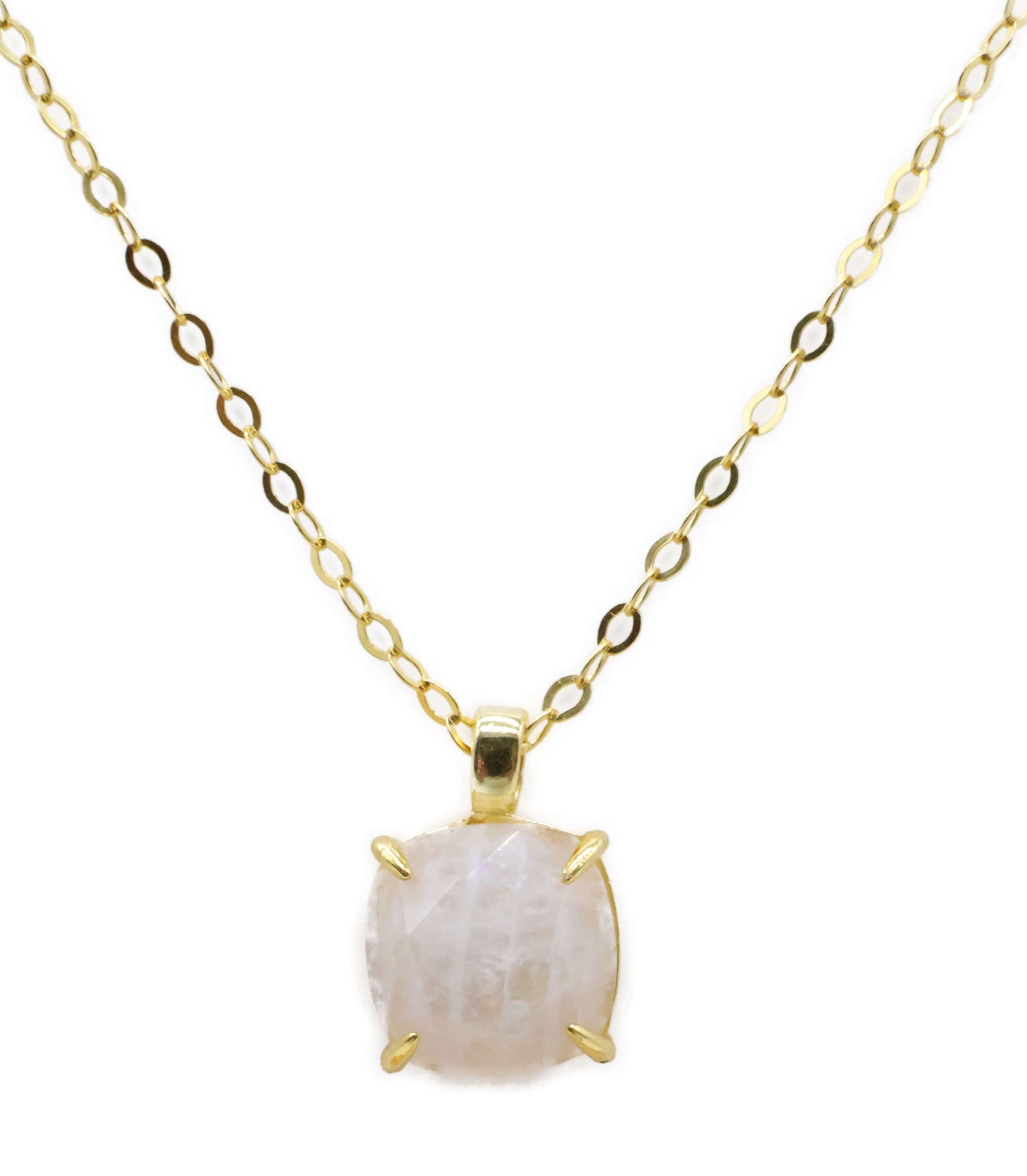 Collier Argent 925 Pierre de Lune Carrée