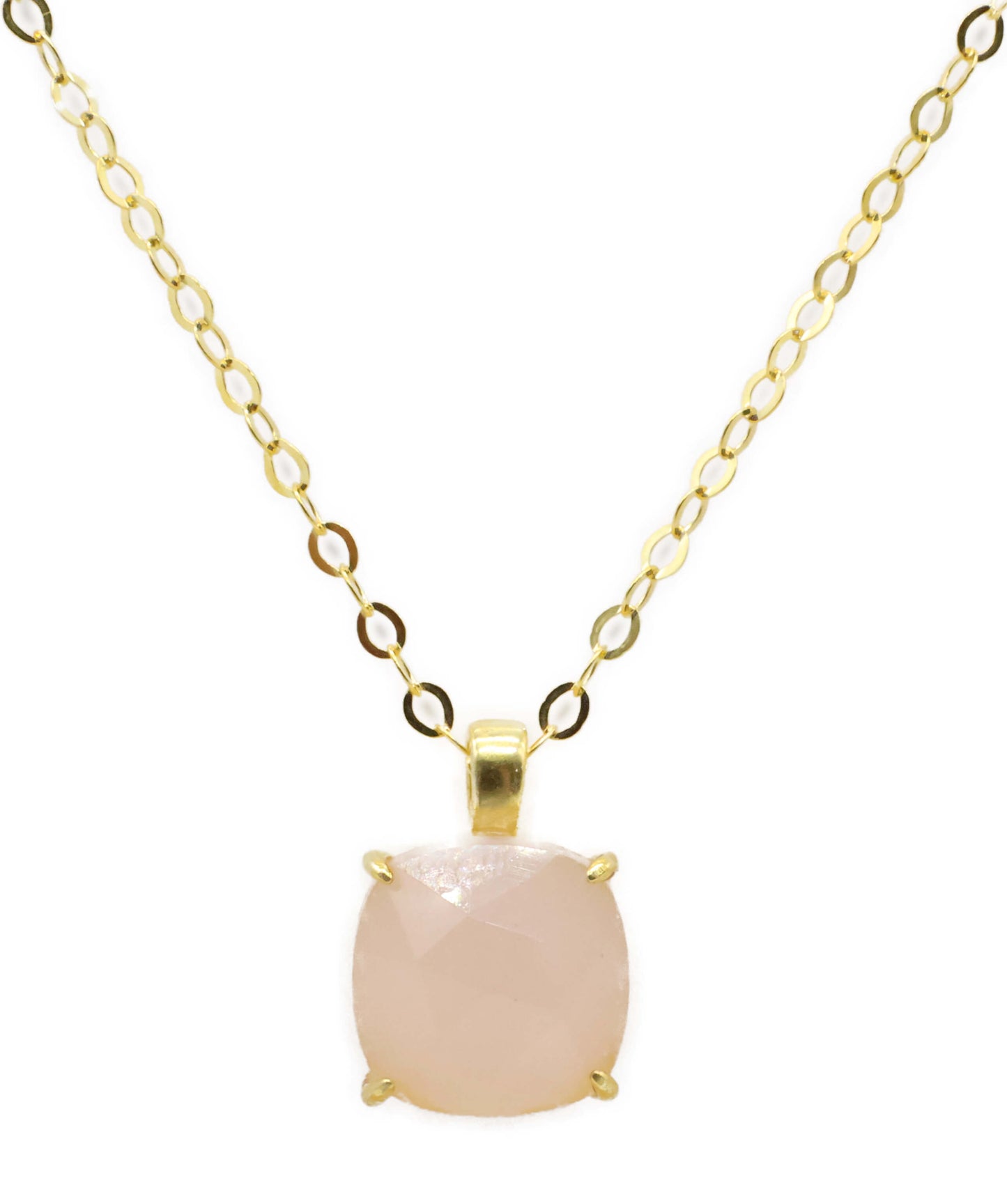 Collier Argent 925 Quartz Rose Carré