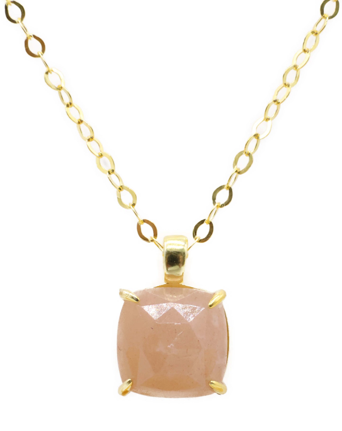 Collier Argent 925 Pierre de Soleil Carrée