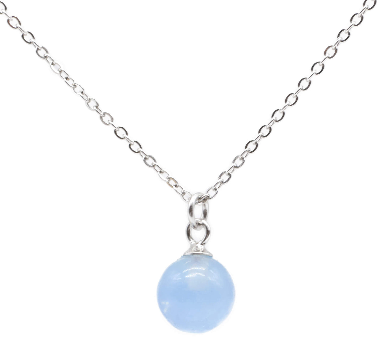 Collier Argent 925 Aigue Marine Boule